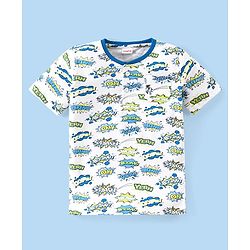 Babyhug 100% Cotton Knit Half Sleeves T-Shirt Text Print- White