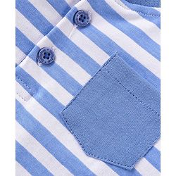 Babyhug Cotton Knit Half Sleeves Striped T-Shirt - Blue