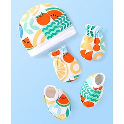 Babyhug 100% Cotton Mittens Fruity Print Pack Of 3 - Multicolour