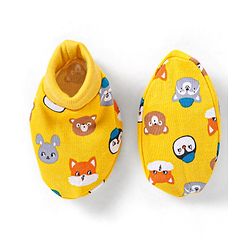 Babyhug 100% Cotton Mittens & Booties Set Animal Print - Yellow