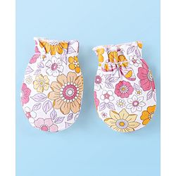 Babyhug 100% Cotton Mittens & Booties Floral Print - Multicolour