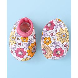 Babyhug 100% Cotton Mittens & Booties Floral Print - Multicolour
