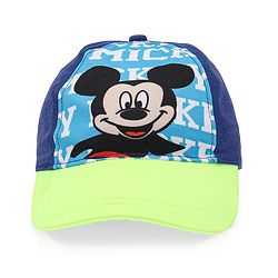Babyhug Disney Cotton Summer Cap With Mickey Mouse Graphics - Blue & Green