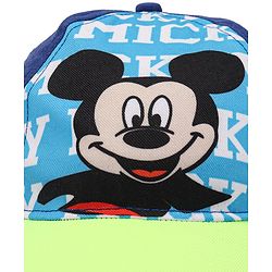 Babyhug Disney Cotton Summer Cap With Mickey Mouse Graphics - Blue & Green