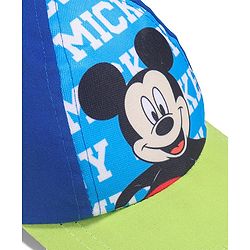 Babyhug Disney Cotton Summer Cap With Mickey Mouse Graphics - Blue & Green
