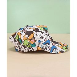 Babyhug Disney Cotton Summer Cap With Mickey Mouse Family All Over Print - Multicolor