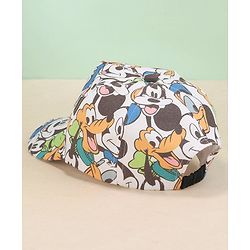 Babyhug Disney Cotton Summer Cap With Mickey Mouse Family All Over Print - Multicolor