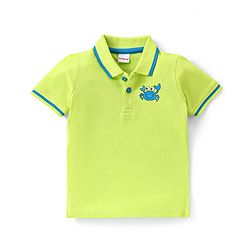 Babyhug Cotton Knit Half Sleeves Polo T-Shirt with Crab Print - Green