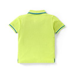 Babyhug Cotton Knit Half Sleeves Polo T-Shirt with Crab Print - Green