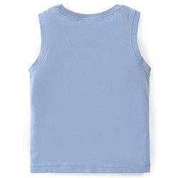 Babyhug Cotton Knit  Sleeveless Tank T-Shirt with Camper Van Print - Blue