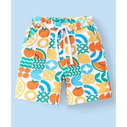 Babyhug Single Jersey Knit Half Sleeves Shirt & Shorts Set With Fruit Print -Multicolor