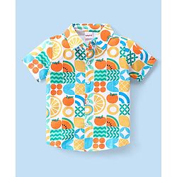 Babyhug Single Jersey Knit Half Sleeves Shirt & Shorts Set With Fruit Print -Multicolor