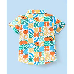Babyhug Single Jersey Knit Half Sleeves Shirt & Shorts Set With Fruit Print -Multicolor