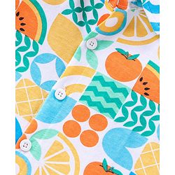 Babyhug Single Jersey Knit Half Sleeves Shirt & Shorts Set With Fruit Print -Multicolor