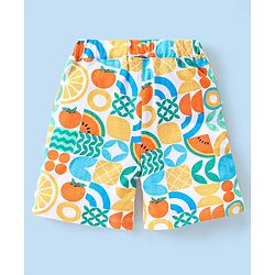 Babyhug Single Jersey Knit Half Sleeves Shirt & Shorts Set With Fruit Print -Multicolor
