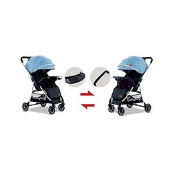 Babyhug Stroller with Reversible Handle Adjustable Backrest & Canopy - Blue| Concealed Link Brake| Suspension Wheels| Removable Food Tray