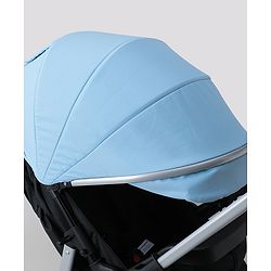 Babyhug Stroller with Reversible Handle Adjustable Backrest & Canopy - Blue| Concealed Link Brake| Suspension Wheels| Removable Food Tray