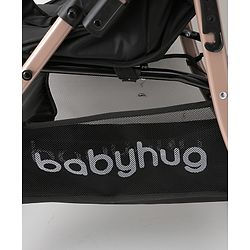 Babyhug Stroller with Reversible Handle Adjustable Backrest & Canopy - Blue| Concealed Link Brake| Suspension Wheels| Removable Food Tray
