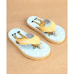Cute Walk by Babyhug Slip On Flip Flops with Giraffe Print - Blue