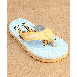 Cute Walk by Babyhug Slip On Flip Flops with Giraffe Print - Blue