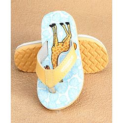 Cute Walk by Babyhug Slip On Flip Flops with Giraffe Print - Blue