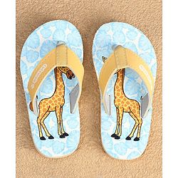 Cute Walk by Babyhug Slip On Flip Flops with Giraffe Print - Blue