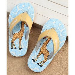 Cute Walk by Babyhug Slip On Flip Flops with Giraffe Print - Blue