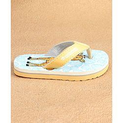 Cute Walk by Babyhug Slip On Flip Flops with Giraffe Print - Blue
