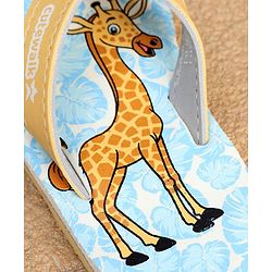 Cute Walk by Babyhug Slip On Flip Flops with Giraffe Print - Blue