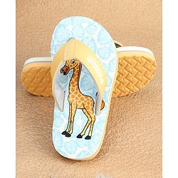 Cute Walk by Babyhug Slip On Flip Flops with Giraffe Print - Blue