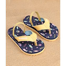 Cute Walk by Babyhug  Flip Flops with Back Strap Heart Print - Blue