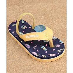 Cute Walk by Babyhug  Flip Flops with Back Strap Heart Print - Blue