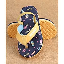 Cute Walk by Babyhug  Flip Flops with Back Strap Heart Print - Blue