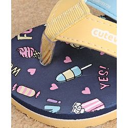 Cute Walk by Babyhug  Flip Flops with Back Strap Heart Print - Blue
