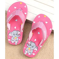 Cute Walk by Babyhug Slip On Flip Flops with Elephant & Heart Print - Pink