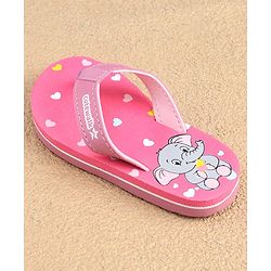 Cute Walk by Babyhug Slip On Flip Flops with Elephant & Heart Print - Pink