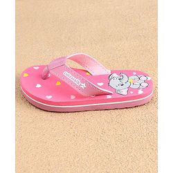 Cute Walk by Babyhug Slip On Flip Flops with Elephant & Heart Print - Pink