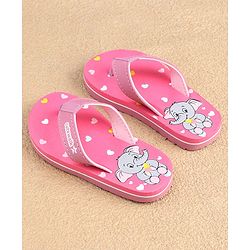 Cute Walk by Babyhug Slip On Flip Flops with Elephant & Heart Print - Pink