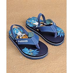 Cute Walk by Babyhug  Flip Flops with Back Strap Animal Print - Blue