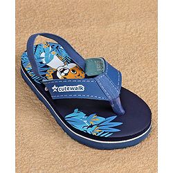Cute Walk by Babyhug  Flip Flops with Back Strap Animal Print - Blue