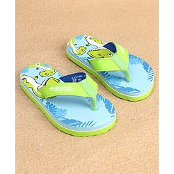 Cute Walk by Babyhug Slip On Flip Flops with Dinosaur Print - Blue & Green