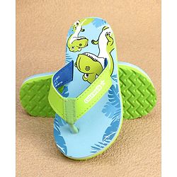 Cute Walk by Babyhug Slip On Flip Flops with Dinosaur Print - Blue & Green