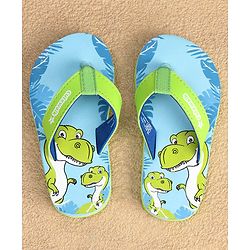 Cute Walk by Babyhug Slip On Flip Flops with Dinosaur Print - Blue & Green