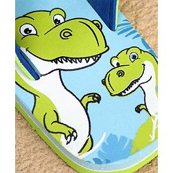 Cute Walk by Babyhug Slip On Flip Flops with Dinosaur Print - Blue & Green