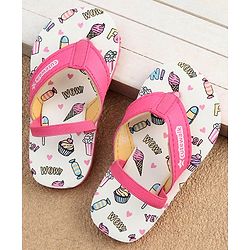 Cute Walk by Babyhug  Flip Flops with Back Strap Heart Print - Pink & White
