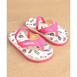Cute Walk by Babyhug  Flip Flops with Back Strap Heart Print - Pink & White