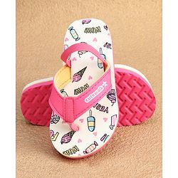 Cute Walk by Babyhug  Flip Flops with Back Strap Heart Print - Pink & White