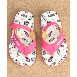 Cute Walk by Babyhug  Flip Flops with Back Strap Heart Print - Pink & White
