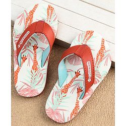 Cute Walk by Babyhug Slip On Flip Flops with Giraffe Print - Orange