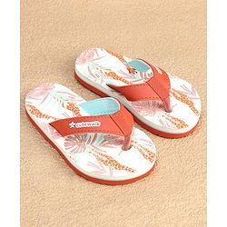 Cute Walk by Babyhug Slip On Flip Flops with Giraffe Print - Orange